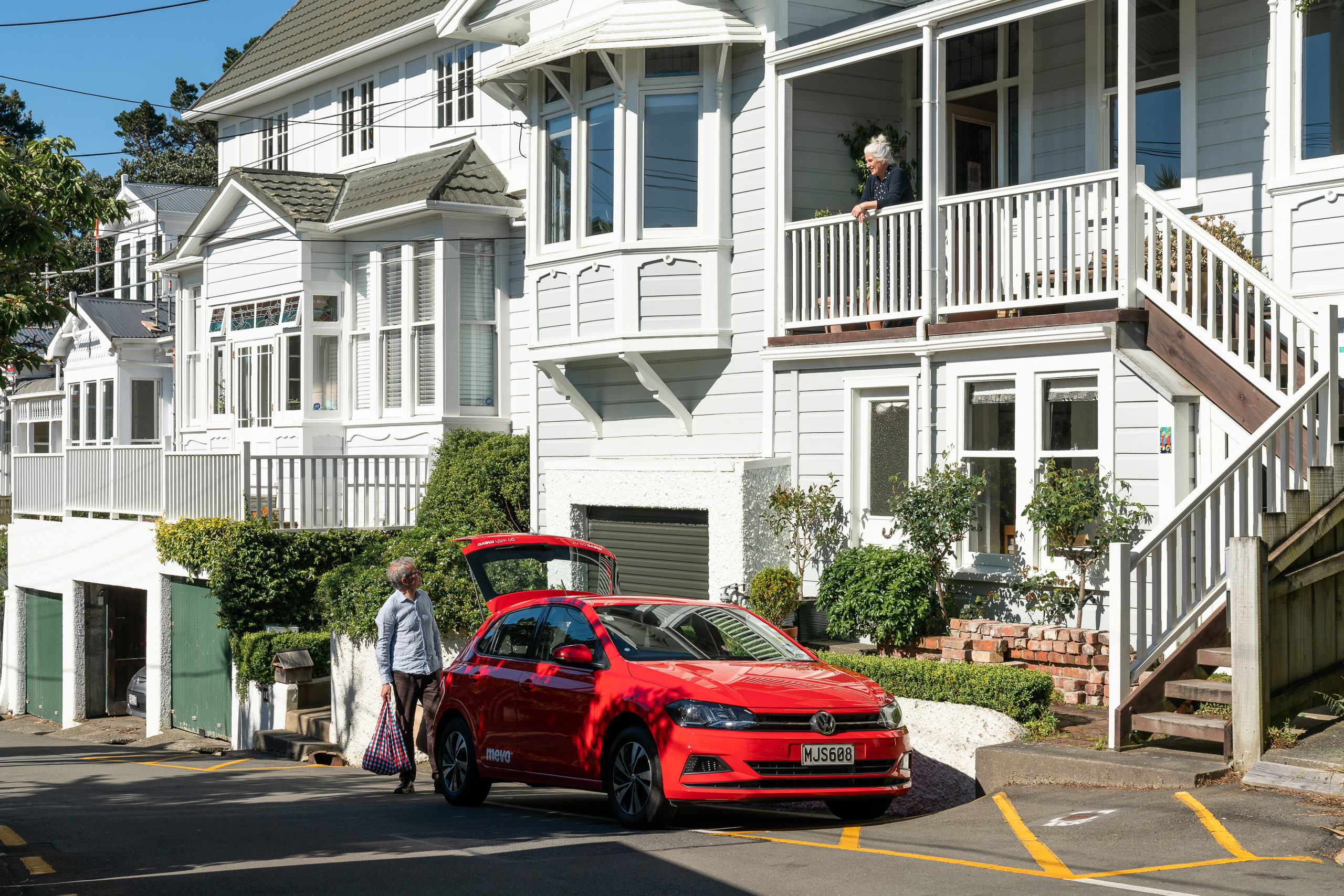 Anne and Chris outside their home in Kelburn, Wellington.