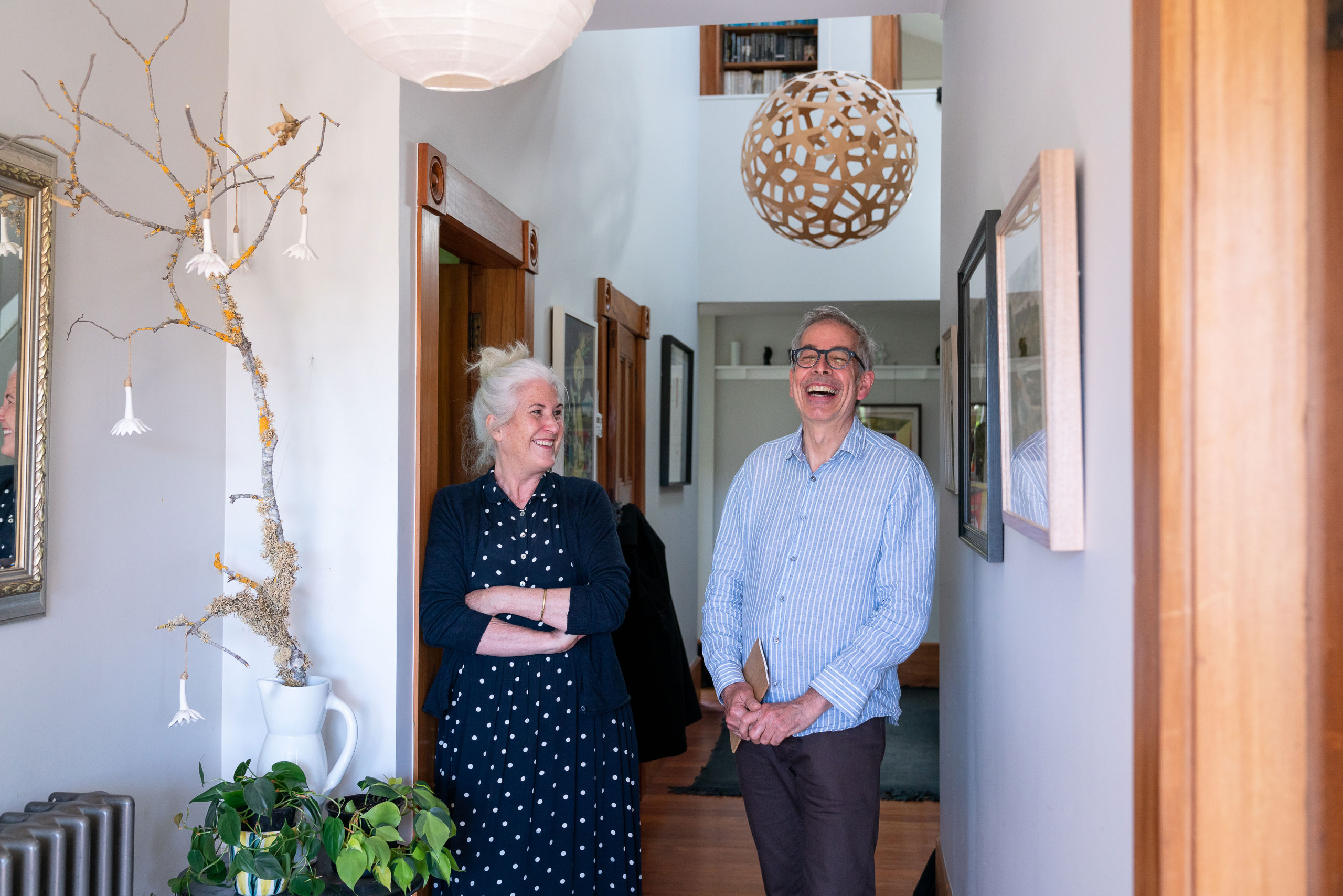 Anne and Chris in their home in Kelburn, Wellington.